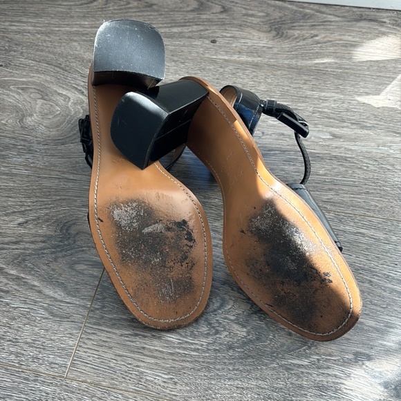 Prada Block Heel Black Patent Sandals - Picture 3 of 6